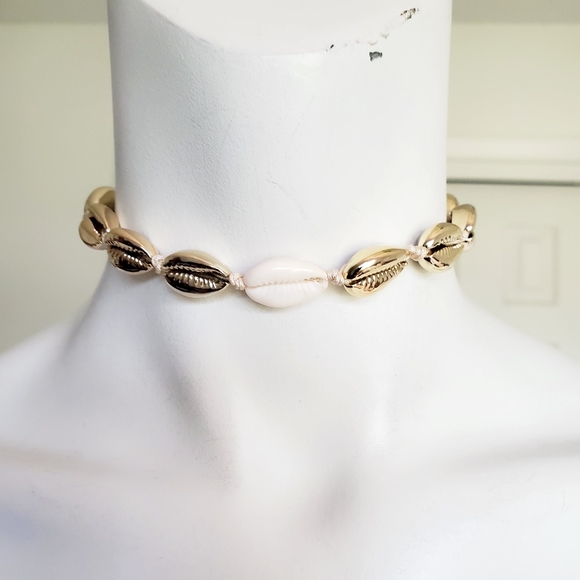 Boho Cowrie Shell Choker Strand Necklace Gold - Picture 4 of 11